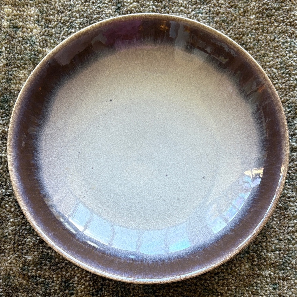 Anthropologie Stoneware Plate - Gray and Purple 8 inch Diameter